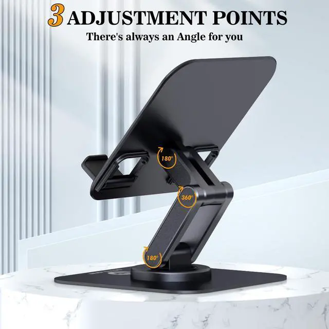Alt view image 5 of 7 - iPad Stand, 360° Rotating Adjustable Foldable iPad Tablet Holder for Desk Compatible with Kindle Tablet iPad 4" - 15.6" Portable Monitor Stand, Black