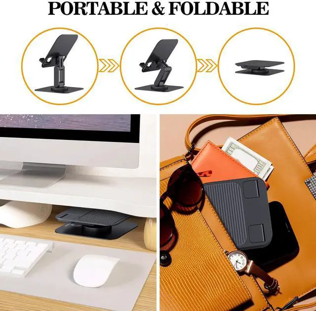 Alt view image 7 of 7 - iPad Stand, 360° Rotating Adjustable Foldable iPad Tablet Holder for Desk Compatible with Kindle Tablet iPad 4" - 15.6" Portable Monitor Stand, Black