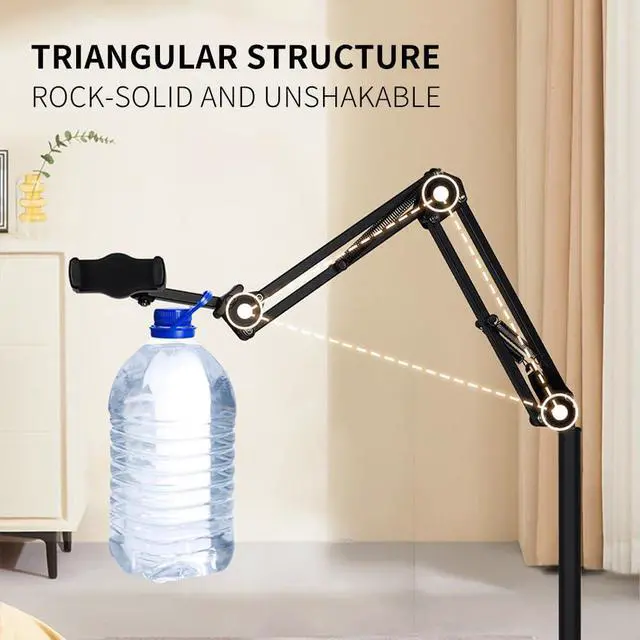 Alt view image 3 of 7 - Tablet Floor Stand, Raised Bed Phone Stand Angle Height 360 Degrees Adjustable Stand, Universal Floor Stand Compatible with iPhone iPad Pro Air Mini, Samsung Tab, Kindle, E-Readers