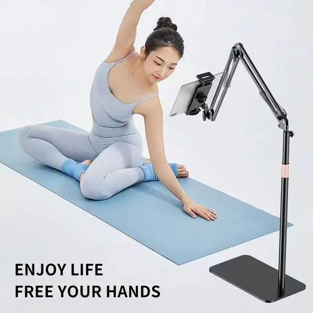 Alt view image 7 of 7 - Tablet Floor Stand, Raised Bed Phone Stand Angle Height 360 Degrees Adjustable Stand, Universal Floor Stand Compatible with iPhone iPad Pro Air Mini, Samsung Tab, Kindle, E-Readers