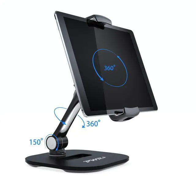 Alt view image 3 of 7 - Tablet Stands and Holders Adjustable: Tablet Cell Phone Holder 360 Degree Swivel Angle Rotation for 4 to 11 inches Tab Phone iPad Samsung Galaxy Perfect POS Kitchen Bedside Office Table Reception