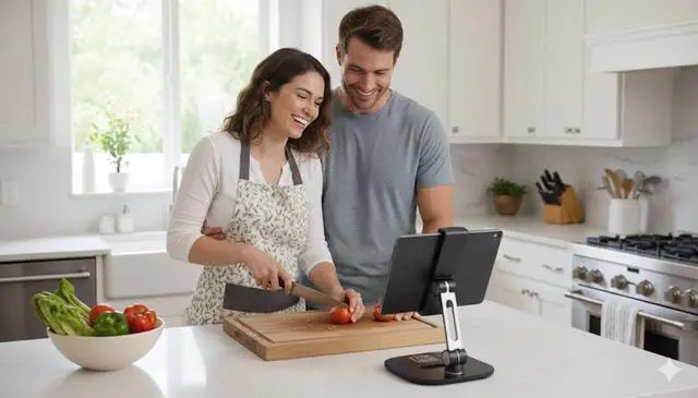Alt view image 6 of 7 - Tablet Stands and Holders Adjustable: Tablet Cell Phone Holder 360 Degree Swivel Angle Rotation for 4 to 11 inches Tab Phone iPad Samsung Galaxy Perfect POS Kitchen Bedside Office Table Reception