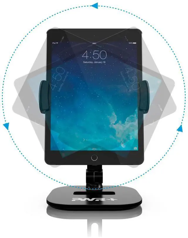 Alt view image 7 of 7 - Tablet Stands and Holders Adjustable: Tablet Cell Phone Holder 360 Degree Swivel Angle Rotation for 4 to 11 inches Tab Phone iPad Samsung Galaxy Perfect POS Kitchen Bedside Office Table Reception