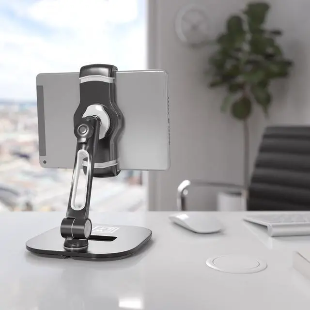 Alt view image 5 of 7 - Tablet Stands and Holders Adjustable: Tablet Cell Phone Holder 360 Degree Swivel Angle Rotation for 4 to 11 inches Tab Phone iPad Samsung Galaxy Perfect POS Kitchen Bedside Office Table Reception