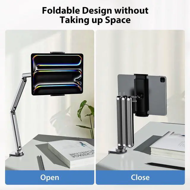 Alt view image 5 of 7 - Tablet Stand for Desk, Aluminum Alloy Foldable Tablet Arm Mount Holder Compatible with iPad 10/9th, iPad 13/12.9/11" M3 M4 M5 Pro Air, For Samsung Galaxy Tab & More 7-15.6" Tab Portable Monitor