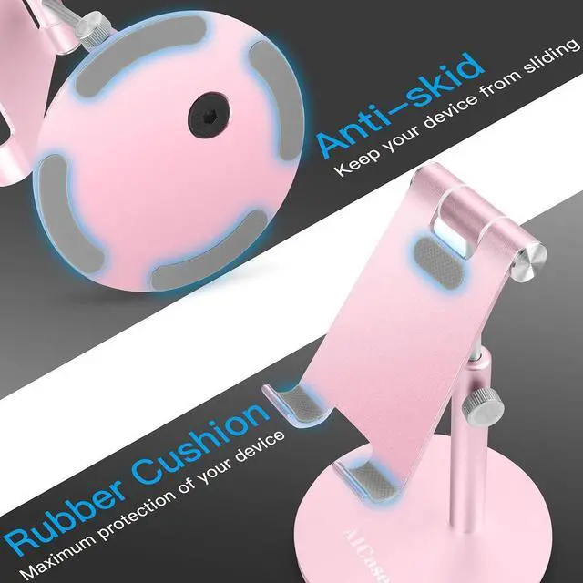 Alt view image 5 of 6 - Adjustable Tablet/Phone Stand, Telescopic Adjustable iPad Stand Holder,Universal Multi Angle Aluminum Stand Compatible with Smart Cell Phone/Tablet/iPad(4-13 inch), Rose Gold