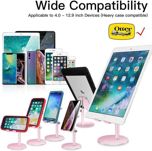 Alt view image 3 of 6 - Adjustable Tablet/Phone Stand, Telescopic Adjustable iPad Stand Holder,Universal Multi Angle Aluminum Stand Compatible with Smart Cell Phone/Tablet/iPad(4-13 inch), Rose Gold
