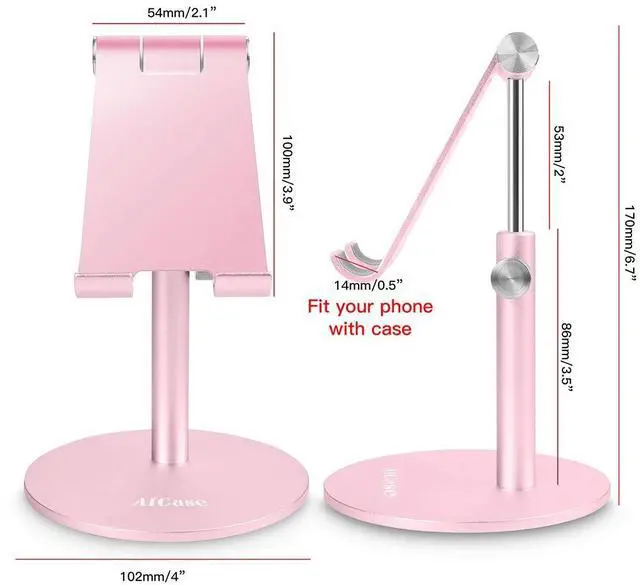 Alt view image 6 of 6 - Adjustable Tablet/Phone Stand, Telescopic Adjustable iPad Stand Holder,Universal Multi Angle Aluminum Stand Compatible with Smart Cell Phone/Tablet/iPad(4-13 inch), Rose Gold