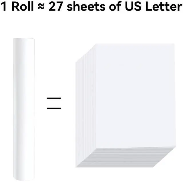Alt view image 4 of 7 - 6 Rolls-162 Sheets US Letter Size Quick-dry Thermal Paper (8.5''x11'',7.6m long) for portable printer,thicker brighter and the font is clearer to make the printing quality better, (1 roll-27 Sheets)