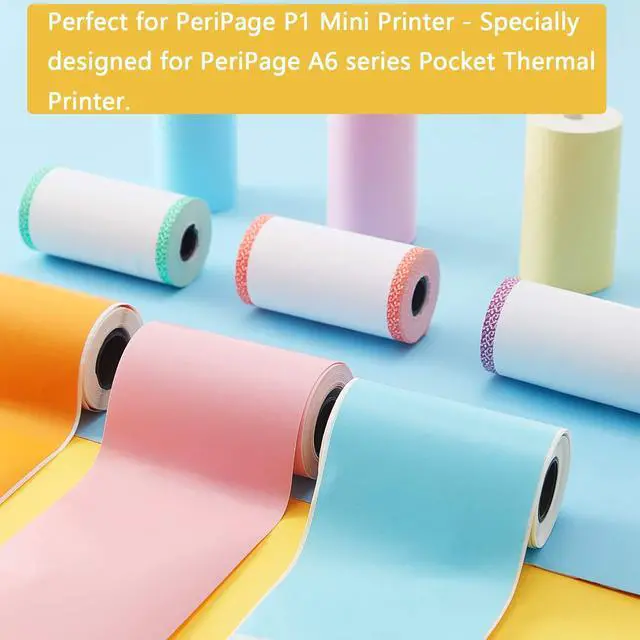 Alt view image 5 of 7 - 9 Rolls of Thermal Printer Paper Just 3 Rolls of Adhesive 57 x 30 mm Mini Printing Paper Printable Stickers Compatible with P1 Mini Printer Peripage A6 Series(Classic Color)