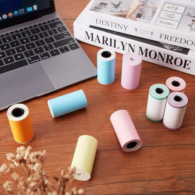 Alt view image 7 of 7 - 9 Rolls of Thermal Printer Paper Just 3 Rolls of Adhesive 57 x 30 mm Mini Printing Paper Printable Stickers Compatible with P1 Mini Printer Peripage A6 Series(Classic Color)