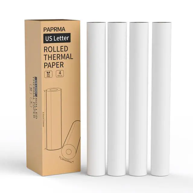 Main image of 8.5 x 11 inch Thermal Paper 4 Rolls Quick-Dry US Letter Size Thermal Printer Paper White 100 Sheets, Gloryang & JADENS PD-A4 Portable Printer Compatible