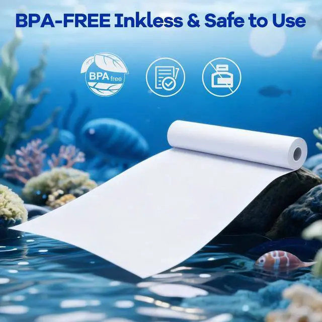 Alt view image 3 of 7 - 10 Rolls Thermal Printer Paper 8.5"x11" US Letter Size, BPA free Quick-Dry Thermal Paper,Thermal Printing Paper Rolls Compatible Most Portable Printers(About 260 Sheets)