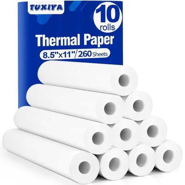 Main image of 10 Rolls Thermal Printer Paper 8.5"x11" US Letter Size, BPA free Quick-Dry Thermal Paper,Thermal Printing Paper Rolls Compatible Most Portable Printers(About 260 Sheets)