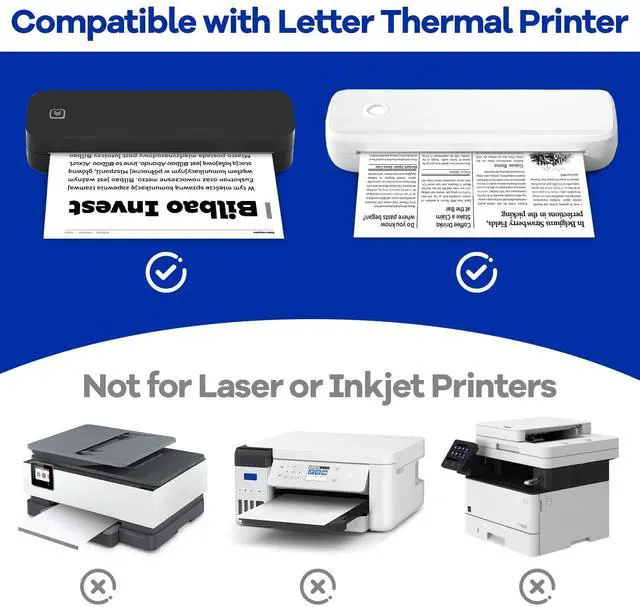 Alt view image 6 of 7 - 10 Rolls Thermal Printer Paper 8.5"x11" US Letter Size, BPA free Quick-Dry Thermal Paper,Thermal Printing Paper Rolls Compatible Most Portable Printers(About 260 Sheets)