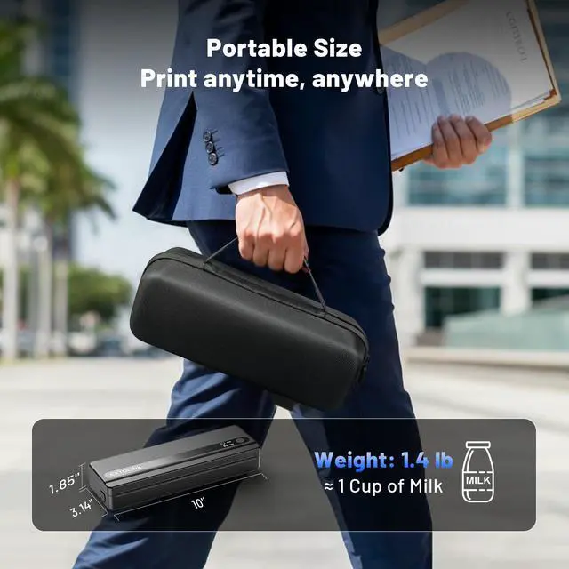 Alt view image 7 of 7 - Portable Wireless Printer for Travel On-the-Go, Inkless Thermal Printer 2600mAh, Supports 8.5"x11" Letter & A4 Paper, Bluetooth for iPhone Android Laptop, Perfect for Truckers, Students, Remote Work