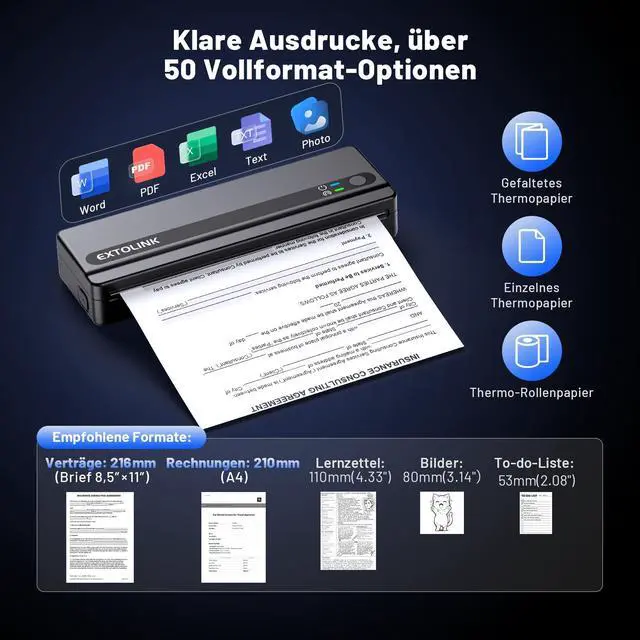 Alt view image 5 of 7 - Portable Wireless Printer for Travel On-the-Go, Inkless Thermal Printer 2600mAh, Supports 8.5"x11" Letter & A4 Paper, Bluetooth for iPhone Android Laptop, Perfect for Truckers, Students, Remote Work