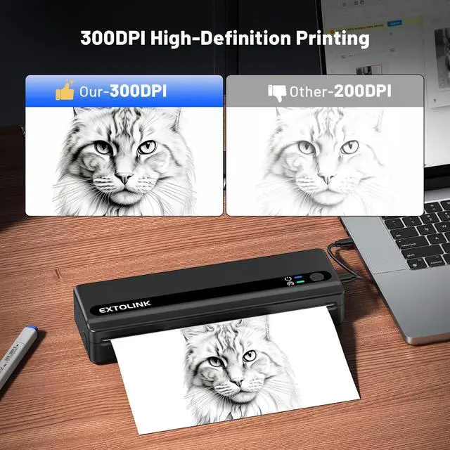 Alt view image 6 of 7 - Portable Wireless Printer for Travel On-the-Go, Inkless Thermal Printer 2600mAh, Supports 8.5"x11" Letter & A4 Paper, Bluetooth for iPhone Android Laptop, Perfect for Truckers, Students, Remote Work
