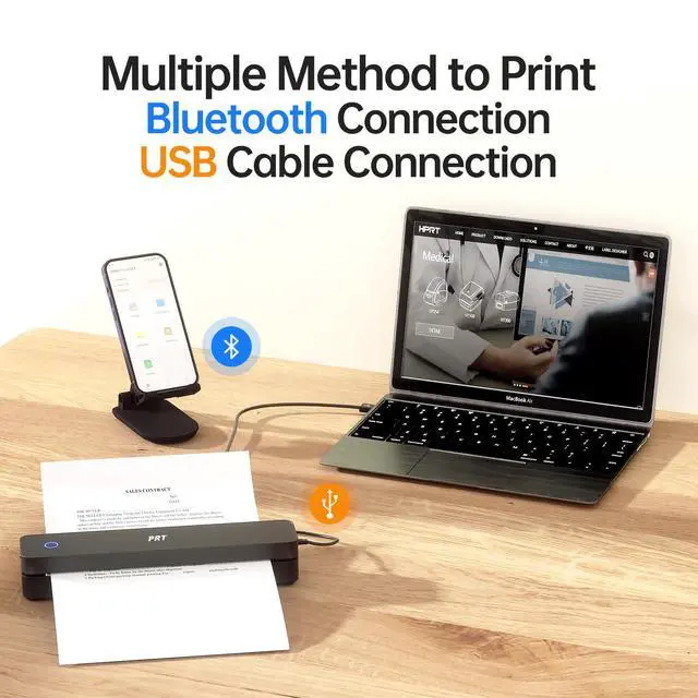 Alt view image 2 of 6 - Portable Printer Wireless for Travel, Thermal Inkless Printer for Home Use, Come with Carry Case& 200 Sheets Thermal Paper, Support 8.5x11 US Letter&A4 Thermal Paper, Compatible with Phone Laptop