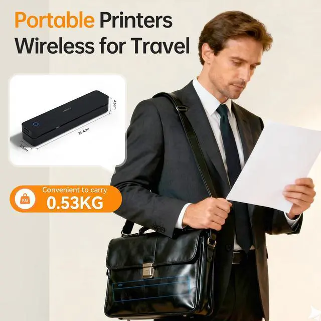 Alt view image 4 of 6 - Portable Printer Wireless for Travel, Thermal Inkless Printer for Home Use, Come with Carry Case& 200 Sheets Thermal Paper, Support 8.5x11 US Letter&A4 Thermal Paper, Compatible with Phone Laptop