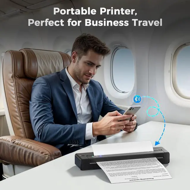 Alt view image 4 of 7 - Portable Printers Wireless for Travel, Inkless Thermal Small Bluetooth Printer for Home Use & Business, Support 8.5" X 11" US Letter Size, Compatible with iPhone Laptop