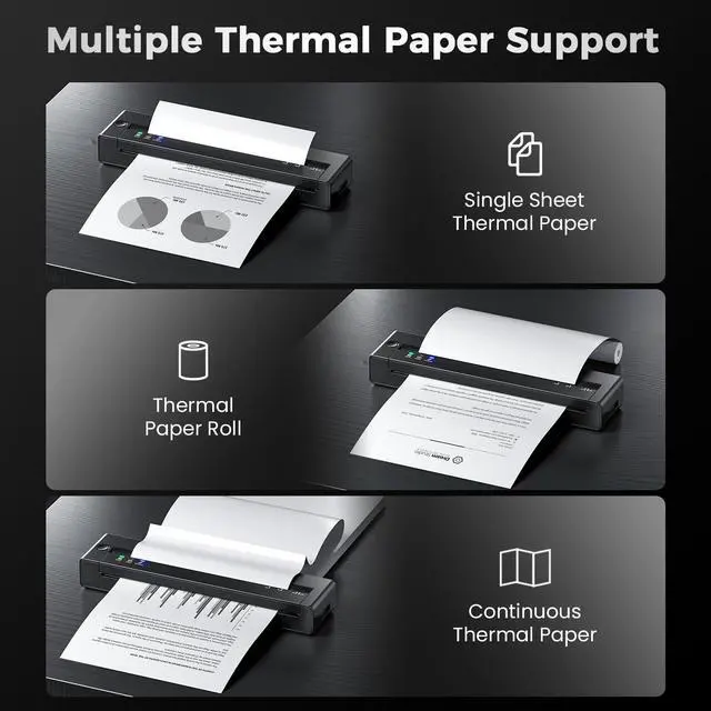 Alt view image 6 of 7 - Portable Printers Wireless for Travel, Inkless Thermal Small Bluetooth Printer for Home Use & Business, Support 8.5" X 11" US Letter Size, Compatible with iPhone Laptop