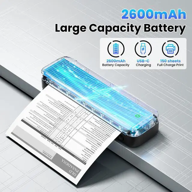 Alt view image 6 of 7 - Portable Printers Wireless for Travel, M832 Inkless Bluetooth Thermal Printer Support 8.5'' x 11'' US Letter & A4 Size, Compatible with iPhone Android Laptop for Mobile Office Home, with Case