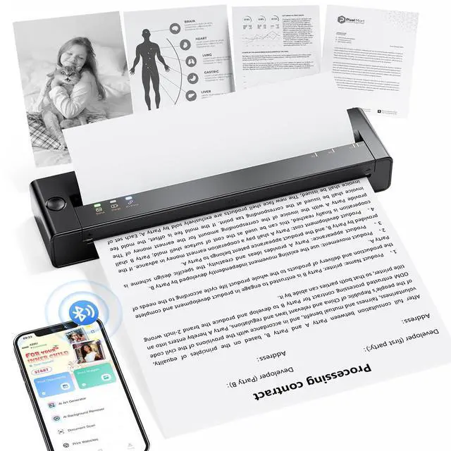 Main image of Portable Printers Wireless for Travel, Inkless Thermal Small Bluetooth Printer for Home Use & Business, Support 8.5" X 11" US Letter Size, Compatible with iPhone Laptop