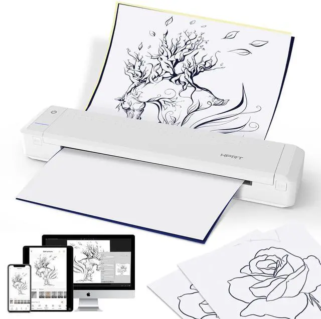 Main image of Portable Printer Wireless Bluetooth Connection MT866 Thermal Inkless Mobile Support 8.5'' X 11'' US Letter and Tattoo Stencil, Compatible with iOS/Android/PC, Includes 10pcs Transfer Paper