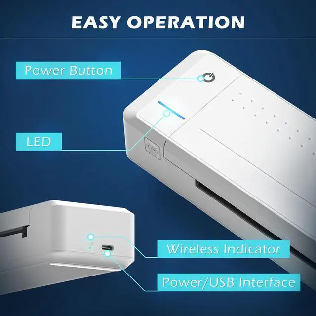 Alt view image 3 of 7 - Portable Printer Wireless Bluetooth Connection MT866 Thermal Inkless Mobile Support 8.5'' X 11'' US Letter and Tattoo Stencil, Compatible with iOS/Android/PC, Includes 10pcs Transfer Paper