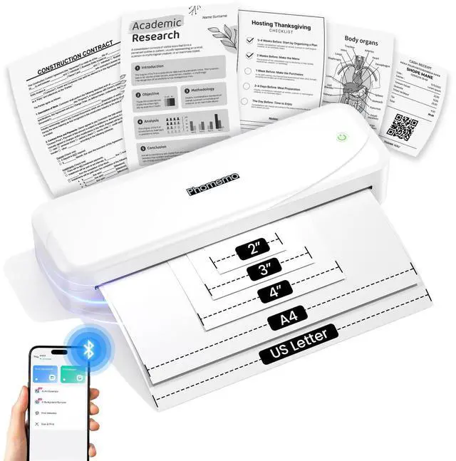 Main image of Portable Printers Wireless for Travel, M833 Bluetooth Thermal Printer Compatible with Phone & Laptop,Support 8.5'' x 11'' US Letter & A4, 300Dpi Inkless Mobile Printer for Office, Home, School
