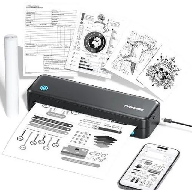 Main image of Portable Printers, D820 Wireless Bluetooth Printers Support 2" to 8.5" Width Thermal Paper & 8.5"x11" US Letter Size, Receipt Printers for Home Use Suitable for Phone & PC (Black) 1 Pack