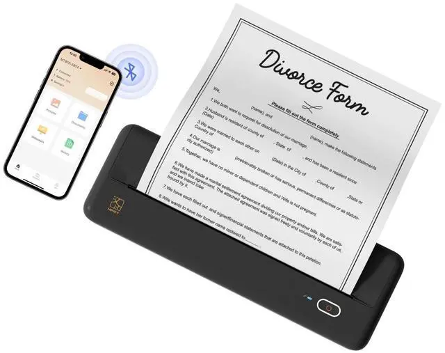 Main image of Wireless Portable Printer - Bluetooth Thermal Printer for Travel, Mobile Office, School, Home Compatible with iOS Android,Black
