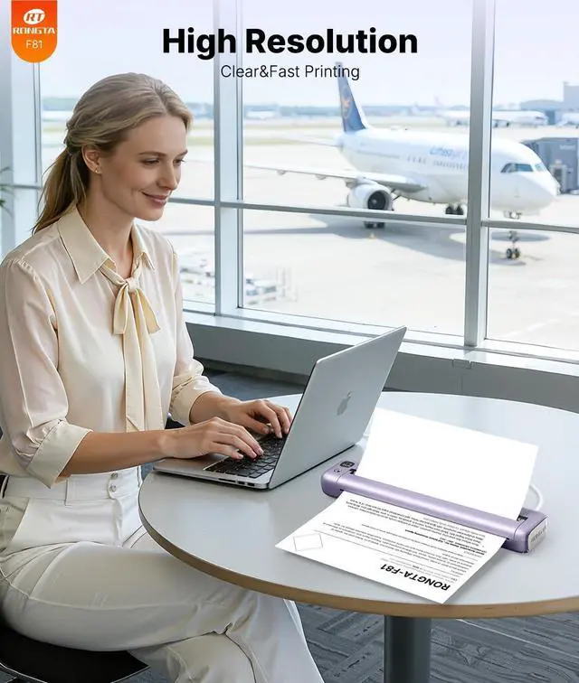 Alt view image 5 of 7 - Portable Printers Wireless for Travel, Bluetooth Mobile Printer, Thermal Inkless Printer for School/Office/Home Use, Compatible with Android,iOS & Laptop (Purple)