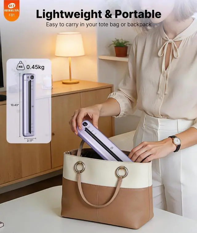 Alt view image 6 of 7 - Portable Printers Wireless for Travel, Bluetooth Mobile Printer, Thermal Inkless Printer for School/Office/Home Use, Compatible with Android,iOS & Laptop (Purple)