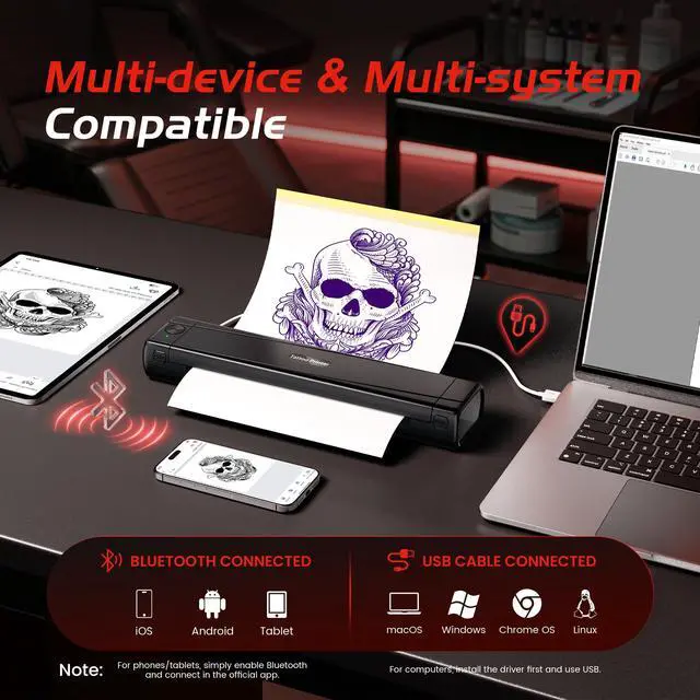 Alt view image 6 of 7 - Portable Printers Wireless for Travel Compatible with Phone & Pad, Bluetooth Small Mobile Compact Printer for Phone Laptop, Support 8.5'' x 11'' US Letter & A4 Thermal