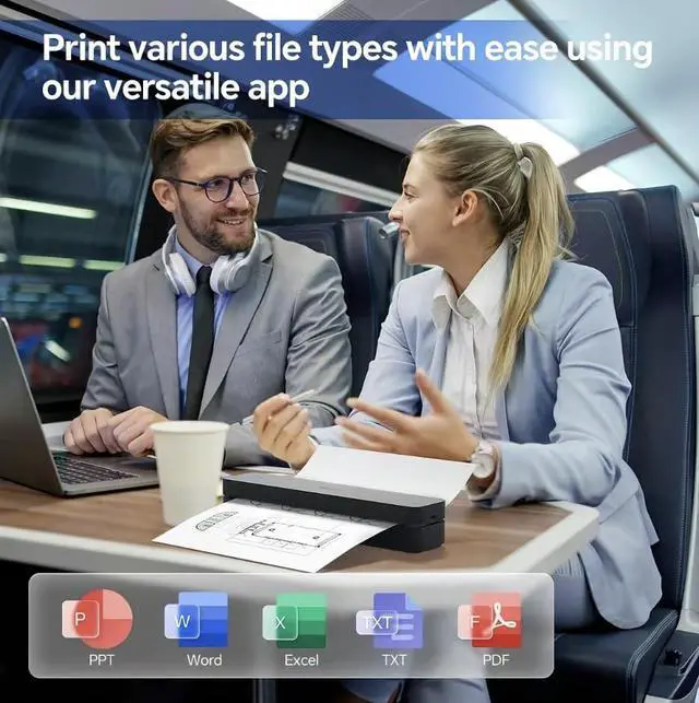 Alt view image 2 of 7 - Portable Printer Wireless Bluetooth Connection MT660 Thermal Inkless Mobile Support 8.5'' X 11'' US Letter and Tattoo Stencil, Compatible with iOS/Android/PC, Includes 10pcs Transfer Paper