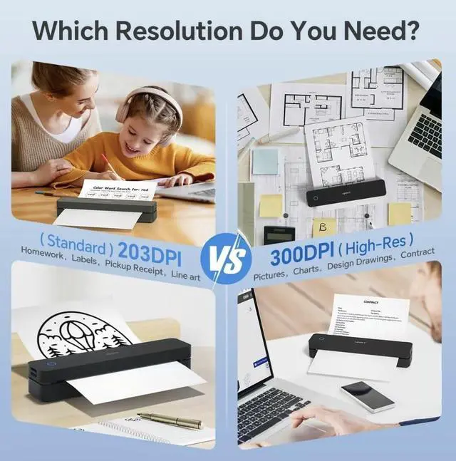 Alt view image 5 of 7 - Portable Printer Wireless Bluetooth Connection MT660 Thermal Inkless Mobile Support 8.5'' X 11'' US Letter and Tattoo Stencil, Compatible with iOS/Android/PC, Includes 10pcs Transfer Paper