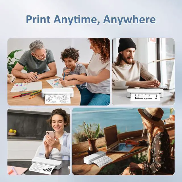 Alt view image 6 of 7 - Inkless Portable Printer for Travel, Wireless Thermal Printer Supports 8.5 x 11 Inch US Letter Size, Bluetooth Machine Includes Carry Case and 3 Rolls of Thermal Paper Kit, White
