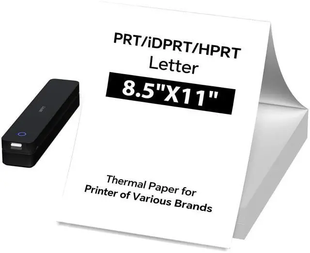 Main image of MT610 M08F A40 Thermal Paper 8.5 x 11 for M08F-Letter, M832, M834, A285M, A80, A81, PR20, & Most Letter Thermal Portable Printers, HPRT iDPRT PRT MT610 Paper 100 Sheets