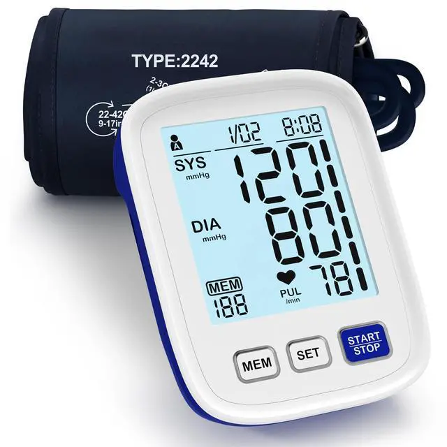 Main image of Upper Arm Electronic Blood Pressure Monitor, 9-17 Inches Cuff for Medium to Large Arms, Accurate Automatic Digital BP Machine for Home Use, Large Backlit Screen, 3 Users,199 Memories Each