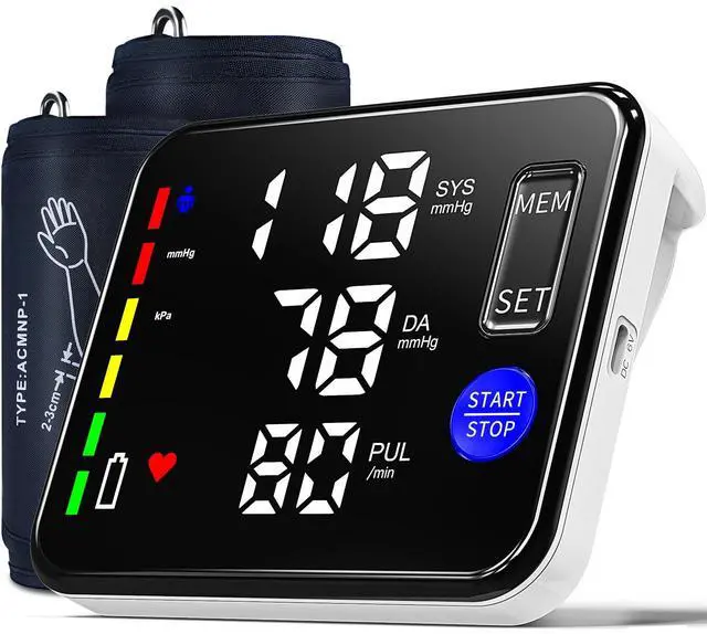 Main image of Blood Pressure Monitor Upper Arm Blood Pressure Monitors for Home Use with 9"-17" and 15"-21.6" Bp Cuff, Large Screen Rechargeable Bp Machine, 2x120 Memory, Voice Broadcast, Built-in Lithium Battery