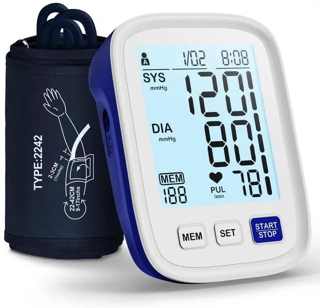 Main image of Blood Pressure Monitor Upper Arm, 9-17 Inches Medium/Large BP Cuff, Accurate Automatic Digital Electronic BP Machine for Home Use, 4" LCD Display, 3-User Mode 199 Memories Each, A01-BS