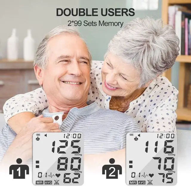 Alt view image 5 of 7 - Blood Pressure Monitor, Bp Machine with Large Upper Arm Cuff of 8.7-17.3 Inches, Large Screen, Total 198 Memories for 2 Users(Black+White)-FSA&HSA Eligible