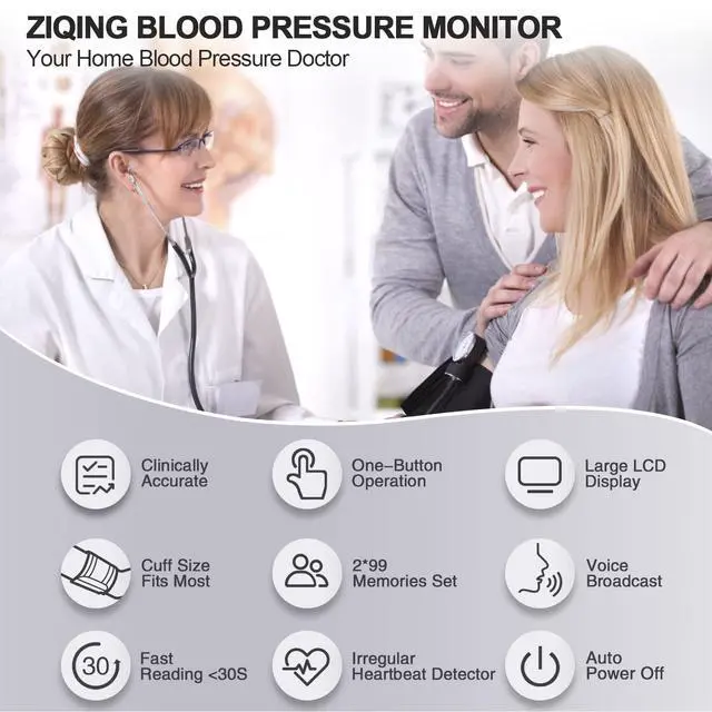 Alt view image 3 of 7 - Blood Pressure Monitor, Bp Machine with Large Upper Arm Cuff of 8.7-17.3 Inches, Large Screen, Total 198 Memories for 2 Users(Black+White)-FSA&HSA Eligible