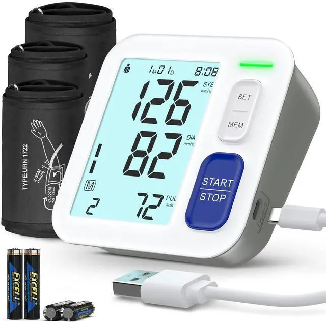 Main image of Blood Pressure Machine Upper Arm, 3 Size Cuffs Included, Small 7"-9", Medium 9"-17" and Extra Large XL Cuff 13"-21", Accurate Automatic Digital BP Monitor Home Use, Large Backlit LCD, 3 Users