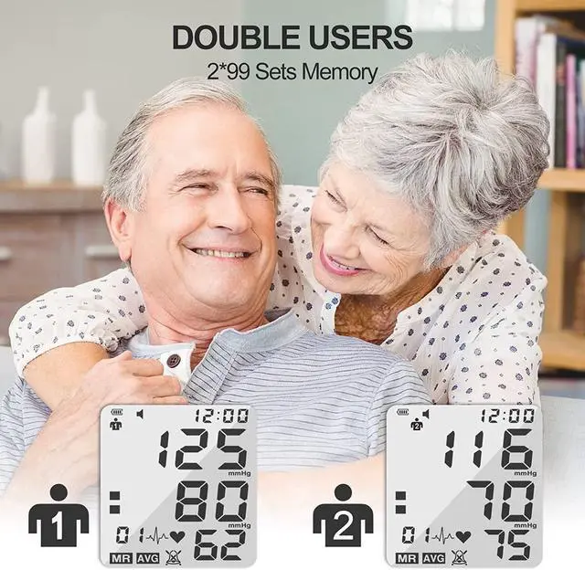 Alt view image 5 of 5 - Blood Pressure Monitor, Bp Monitor with 2 Cuffs, The Universal and Extra Large Cuff(22-44cm&38-55cm) - 2 * 99 Sets of Memory for Home Use