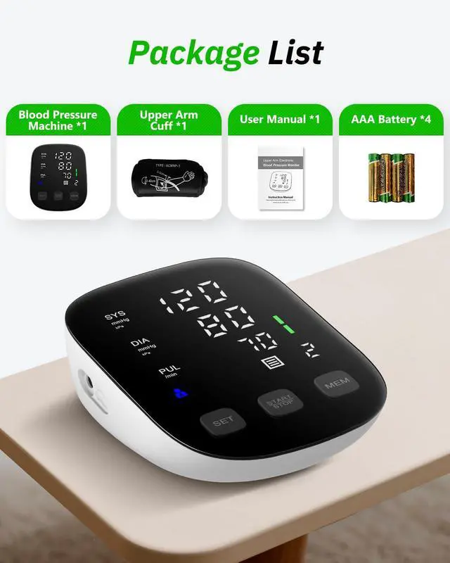 Alt view image 2 of 7 - Blood Pressure Monitor Upper Arm - Large Cuff(8.7"-16.5") Digital BP Machine with Backlit LED Display, 2x90 Memory, Heart Rate Monitor Sphygmomanometer for Home Use