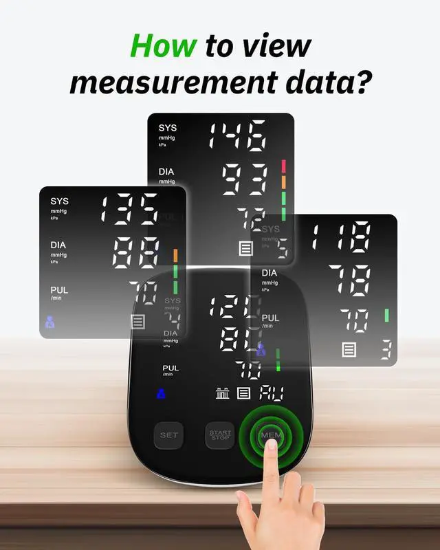 Alt view image 5 of 7 - Blood Pressure Monitor Upper Arm - Large Cuff(8.7"-16.5") Digital BP Machine with Backlit LED Display, 2x90 Memory, Heart Rate Monitor Sphygmomanometer for Home Use