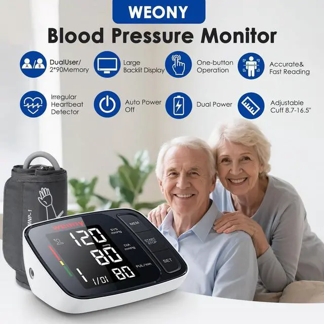 Alt view image 2 of 7 - Blood Pressure Monitor,Upper Arm Blood Pressure Monitors for Home Use,FSA&HSA Eligible Digital Blood Pressure Machine,Adjustable 8.7"-17" Blood Pressure Cuff Backlight LCD 2 * 90 Memory